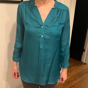 Francesca's Collections Teal Button-Up Blouse